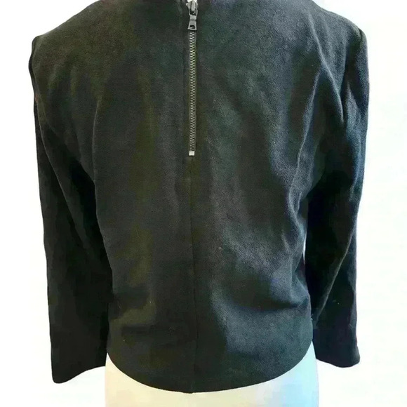 Alice + Olivia Women’s Viscose Long  Sleeve Cropped Top High Neck Black Small - Picture 6 of 6